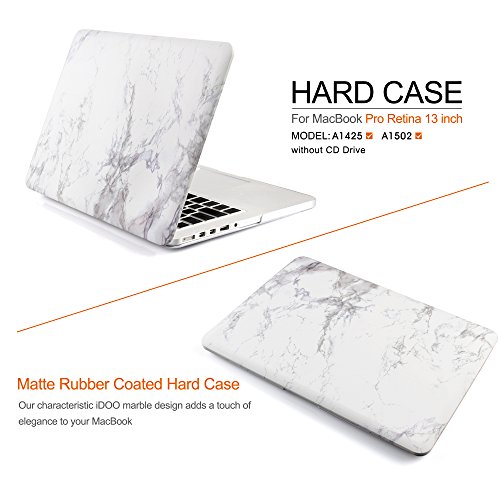 iDOO MacBook Schutzh  lle   Hard Case Cover Laptop H  lle  F  r MacBook Pro 13 Zoll mit Retina Display - ohne CD-Laufwerk  A1425 A1502  - matt  wei  e