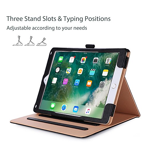 ProCase iPad Fall 9.7 „2017 – Weinlese-Folio-Standplatz-Abdeckungs-Fall für neues 2017 Apple iPad 9.7 Zoll, passen auch iPad Luft 2 / iPad Luft, mit mehrfachen Betrachtungs-Winkeln, Dokument-Karten-Tasche -Schwarz - 4