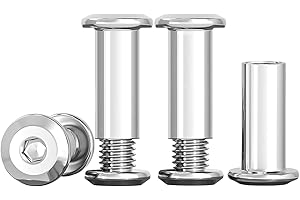 Drenky 10 Sets Connection Screws M6 Belt Buckle Binding Bolts 304 Stainless Steel Screw Post M6 X 16mm Furniture Bolts Sleeve Nuts for Bed, Door, Table, Chair, Worktop, Cabinet