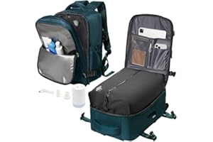 LIVBOTE Zaino Sottovuoto Viaggio con pompa sottovuoto, Zaino da Viaggio Aereo Bagaglio a Mano Ryanair 40x20x25 Zaini Airbag Borsa da Cabina per Donna Uomo - Blu Pavone