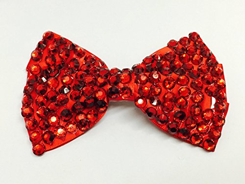 SystemsEleven Girl Ladies Fashion Shining Brand New Diamante Crystal Bow Hair Clip Size Medium (Red)