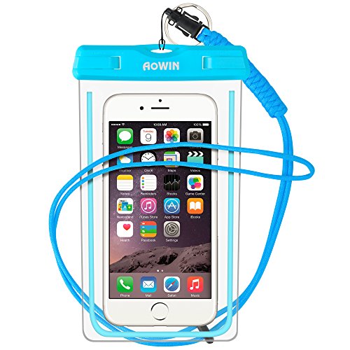 Custodia impermeabile, AOWIN Custodia a secco universale con cinturino militare regolabile per attivitÃ  all'aperto per iPhone 6S 6 6S Plus SE 5S Galaxy S8 Plus S7 S6 S5 Bordo S4 Nota 5 4 3, LG Huawei Fino a 6 pollici(Blu)