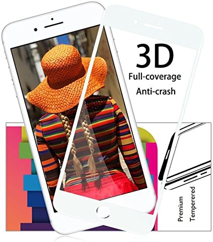 iPhone 8 Plus Glass Screen Protector,AKPATI Tempered Glass Screen Protector[Bubble Free][Anti-Scratch][Anti-Shatter][Anti Fingerprint] Case Friendly 9H Hardness - White