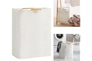 ADERTOS Wäschekorb Faltbar Beige Wäschesack Wäschesammler 60L Körbe Aufbewahrung Wäsche mit Henkel Wasserdichte Wäschebox Stoff Laundry Basket 55x40x25cm Faltbarer Wäschesortierer für Schlafzimmer