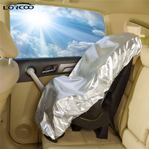 Lorcoo Enfant Baby Kids Siège d'auto Sun Shade Housse de protection pour le soleil, parasol pour bébé Poussettes Poussette, Argent