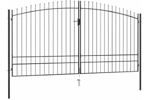 vidaXL Puerta Doble para Valla con Puntas de Lanza Barrera Cancela de Cerca Jardín Patio Granja Entrada Estable y Duradera 400x248 cm