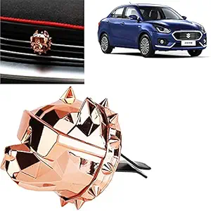 Car Aromatherapy Essential Oil Diffuser Bulldog Shape Car Air Freshener Perfume Clip Stainless Steel Locket with Vent Clip( Rose Gold) For Swift Dzire
