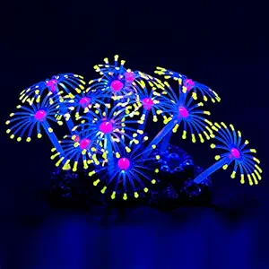 Uniclife Glowing Effect Artificial Coral Plant for Fish Tank, Decorative Aquarium Ornament (Yellow)