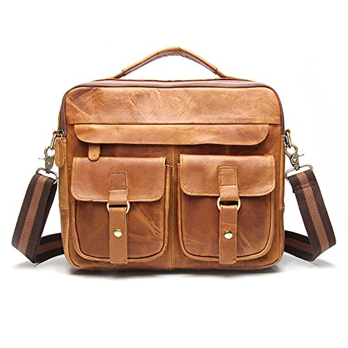 Preisvergleich Produktbild Unisex Laptoptasche Messenger Bag Herren Leder Business Handmade Umhängetasche Schulter Crossbody Arbeitstasche Aktentasche Einkaufstasche für Mini Phone Power Bank für Laptop Umhängetasche