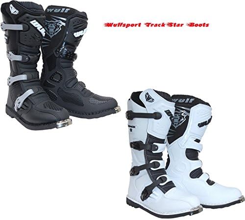 MOTORIKE BOOTS WULF TRACKSTAR MOTORCYCLE MOTOCORSS QUAD MX RACING BOOTS NEW MODEL 2 COLORS (BLACK, EU45/UK10)