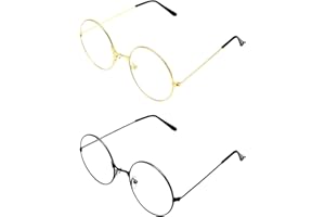 UILYNIU 2 Piezas Anteojos Redondos Retro de Metal, Lentes Transparentes Unisex, Estilo Retro para Mujer y Hombre