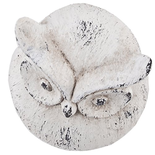Eule Vintage Design Deko Figur Keramik weiss grau Weihnachtsdeko (11x8x8cm) - 2