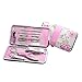 niceEshop(TM) 12pcs Beautiful Floral Print Stainless Steel Manicure Pedicure Set,Pink