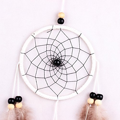 LUFA Kreis Traumfänger Federn Wand hängende Dekoration Auto-Verzierung Weiß&35cm - 4