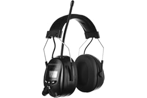 PROTEAR Protección auditiva con y FM/Am Radio, reducción de Ruido, para construcción y segadora Industrial, SNR 30 dB(Negro), Talla única