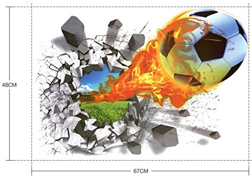 3D Wandsticker Fussball Wandtattoo Wandbilder Aufkleber selbstklebend - 3