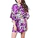 Produktbild Waymoda Women Luxury Silky Satin Evening Dressing Gown, Ladies Peacock and Blossoms Pattern Kimono Pajamas, 10+ Color, 4 Sizes Optional - Short style