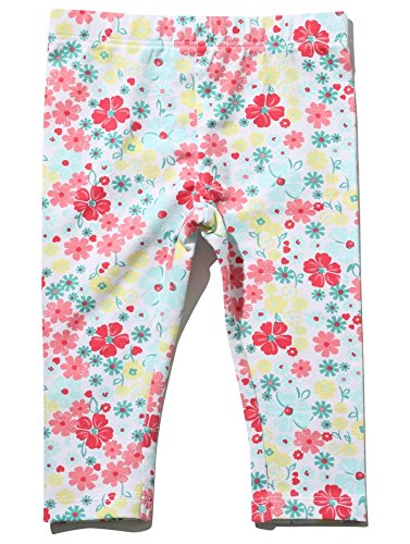 M&Co Baby Girl Cotton Full Length Elasticated Pull On Summer Floral Print Leggings Mint 9/12 Mnths