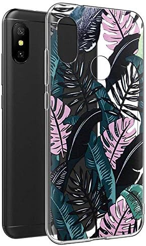 Eouine Xiaomi Mi A2 Lite Case, Phone Case Transparent Clear with Pattern [Ultra Slim] Shockproof Gel TPU Silicone Back Cover Bumper Skin for Xiaomi Mi A2 Lite/Redmi 6 Pro (Black Leaves)
