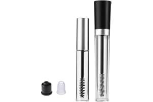 LANSONEE 2Pcs Empty Mascara Tube with Eyelash Wand Eyelash Cream Container Bottle, Rubber Inserts Set for Castor Oil 7.5ml and 10ml