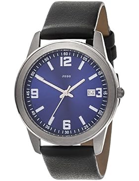JOBO Herren Armbanduhr Quarz Analog blau Titan Lederband schwarz Herrenuhr Datum