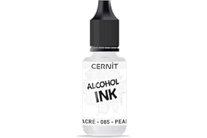 CERNIT CE2000020085C - Un flacon d' encre d'alcool Blanc Perle - Dessins, DIY, créativité, Couleur - Flacon 20 ml - Alcohol Ink pour adulte - Embout de précision pour appliquer facilement