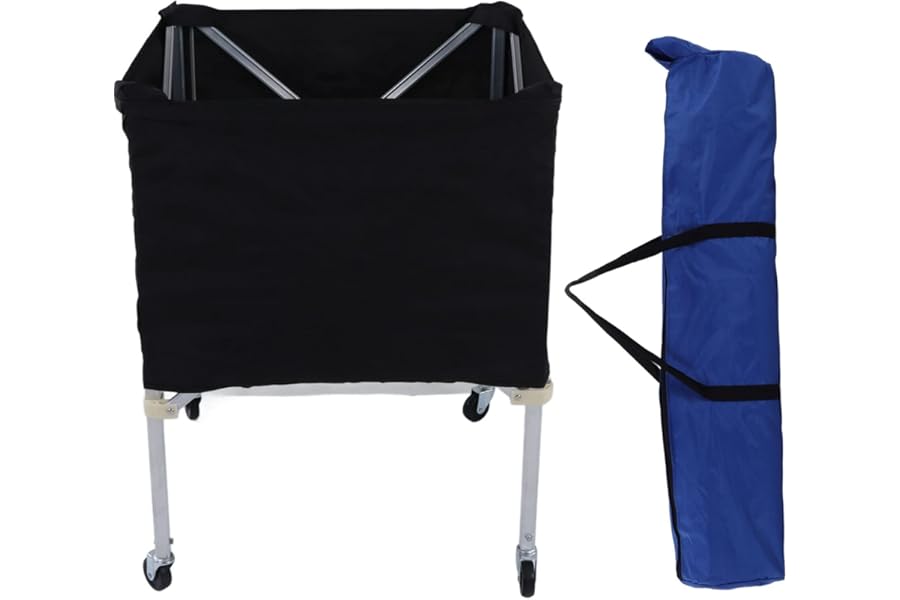 Denash Rolling Ball Storage Cart with Wheels,Foldable Large Capacity Sports Equipment Organizer,Portable Ball Rack for Balls,Toys,Garage Cage,Storage Racks