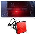 CGEAMDY 15 LED Red Lens Brake Light Trailer Hitch Cover, Super Bright Smoked Lens Square Tail Light, Universal Fit 5 CM Receiver, Cars Exterior Accessories for Towing Trucks SUVs RVs(Red)