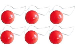 Toddmomy 6pcs Red Clown Noses Light Up Christmas Red Plastic Reindeer Nose Christmas Halloween Clown Costumes Party Favor
