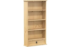 vidaXL Corona CD/DVD Storage Cabinet - 52x17.5x103cm Solid Pine Wood, ic Brown Media Case with Metal Handles, Multi-Use Shelf for Office/Bedroom