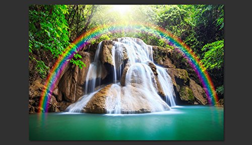 FOTOTAPETE 150×105 cm – VLIES TAPETE PREMIUM – PROFI QUALITÄT – 3 Farben zur Auswahl – Top moderne Wanddeko – Wandbilder XXL – Riesen Wandbild – Top Design Tapete – Neue exklusive Edition mit noch besser Druckauflösung – Deutsches Premium Vlies – Wasserfall Regenbogen Natur LAndschaft c-C-0007-a-b - 2