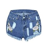 Stil: lässig DAIDAICDK Frauen Shorts Sommer Blumen Hohe Taille Denim Shorts Getragen Lose Jeans Shorts Lässige Jeans Shorts