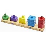 Melissa & Doug Tavola Classifica e Impila, Giocattolo Educativo in Legno con 15 Solidi Pezzi in Legno, Gioco Educativo, 2+ An
