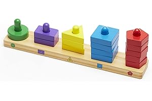 Melissa & Doug Planche D’Empilage Et De Tri, Jouets de développement en bois pour enfants, Jouet d'eveil, Trieur de formes pour enfants, Jouet d'apprentissage, Cadeau pour garçon ou fille