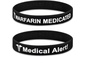 MEDICAL ID ME 2 PACK Warfarin Anticoagulant Medical Alert Wristband Bracelet Blood Thinner UK
