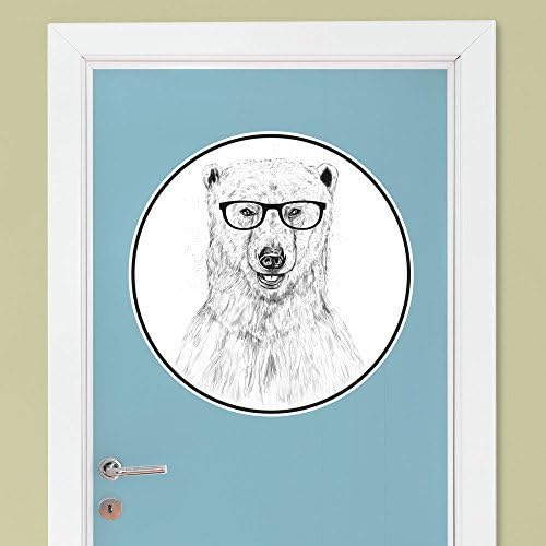 My Wonderful Walls "Geek Bear" Polar Bear Wall Decal by BalA!zs Solti Sticker, Circle, Small, Multicolored by MyWonderfulWalls