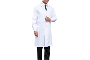 MAKFORT White Lab Coat for Men - Doctor Uniform, Food and Medical Lab Dress, V-Neck