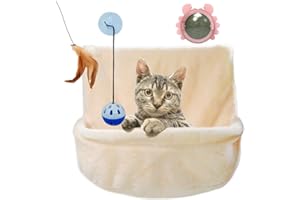 KSALUX - Hamac Chat pour Radiateur | Support Réglable et Sécurité Maximale | Design Élégant et Moderne | Facile à Nettoyer | Convient aux Chats jusqu'à 10 kg, 3 Jouets offerts