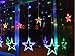 Produktbild Homedecoam LED Sternenvorhang mit 138 LED-Lichter AC 220V 200cmx 60cm/ 200cmx 100cm Weihnachtlicher Lichtervorhang Lichterkette Stern Weihnachtsdekoration Dekoleuchte Dekolicht Bunt