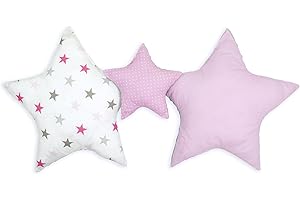 Totsy Baby Cuscino decorativo per la cameretta dei bambini Set di 3: 2 x 60 cm, 1 x 30 cm - a forma di stella, in peluche, per bambini Rosa