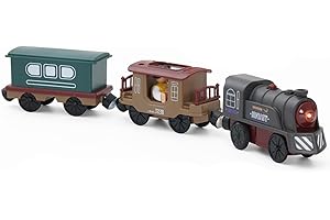 AZONELIFE Tren Eléctrico de Juguete para Niños y Niñas, Locomotora de Ferrocarril Magnético con Luces y Sonidos, Tren de Rieles a Batería, Regalo Ideal para Niños 3 4 5 Años