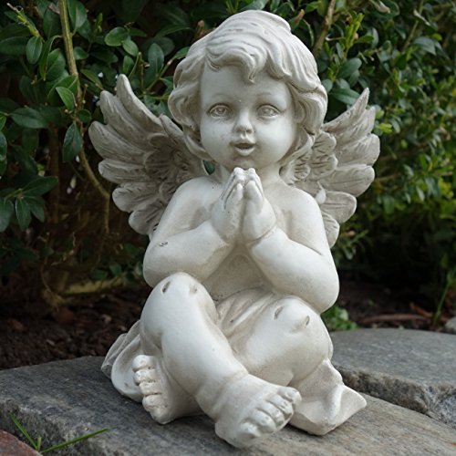 Sitzender Grabengel Grabschmuck Figur. Höhe 13,5cm - 5