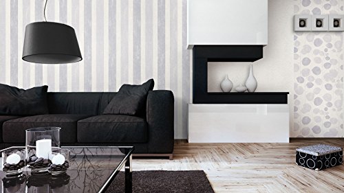 Tapete Edel Vliestapete Creme Grau Streifen , schönes Floral Design und purer Luxus Effekt , moderne 3D Optik für Wohnzimmer, Schlafzimmer, Flur oder Küche inkl.Newroom Tapezier Profibroschüre mit super Tipps - 2