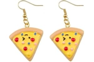 CROWNOFRIBBONS Novelty Fun Pizza Earrings Dangle Style, Fast Food Style in a Gift Bag