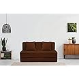 COZY COMFORT Folding Sofa Cum Bed with Cushion for Home & Living Room | Mattress- Perfect for Guests | Jute Fabric I Foldable (Coffee, 3 * 6 Feet)