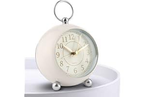 Titifeya Loud Bedside Alarm Clocks Non Ticking Battery Powered Silent Analogue Clock With Large Display Light Function Easy to Set Small Table Clock for Heavy Sleepers Bedroom Kitchen Office
