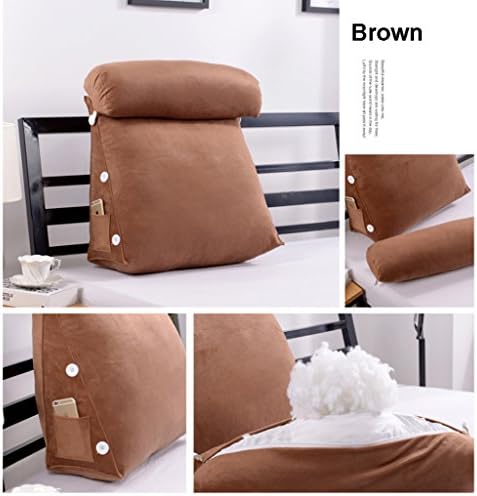 XIANGMING Bedroom bedside cushions pillow, sofa cushions, modern simple reading pillow, 4 colors can choose, removable cleaning 45cm × 45cm ( Color : Brown )