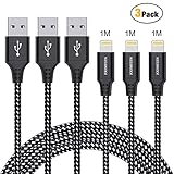 cable iphone 7 plus Longitud comoda: 3 cables Phone de 1 metros, perfecta experiencia de cargar en el sofá, en la cama, en el coche o en la oficina