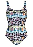 tiefer Rückenausschnitt Olympia Damen Badeanzug Happiness mit Softschalen, Mehrfarbig (schwarz/Multicolor 910), 42C