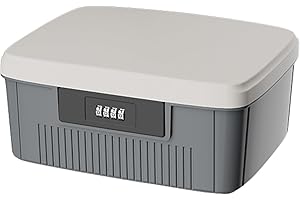 TWSOUL Coffre-fort avec code numérique, boîte de sécurité extérieure, coffre-fort à deux couches, boîte refermable, serrure à combinaison, boîte portative de médecine (gris)